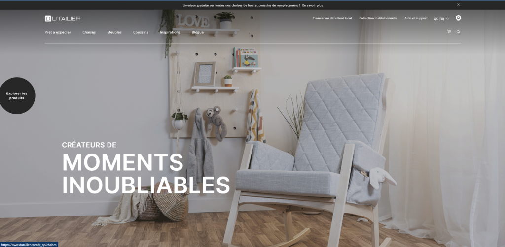 Dutailier, fabricant de mobilier de chambres d'enfant et de fauteuils berçants